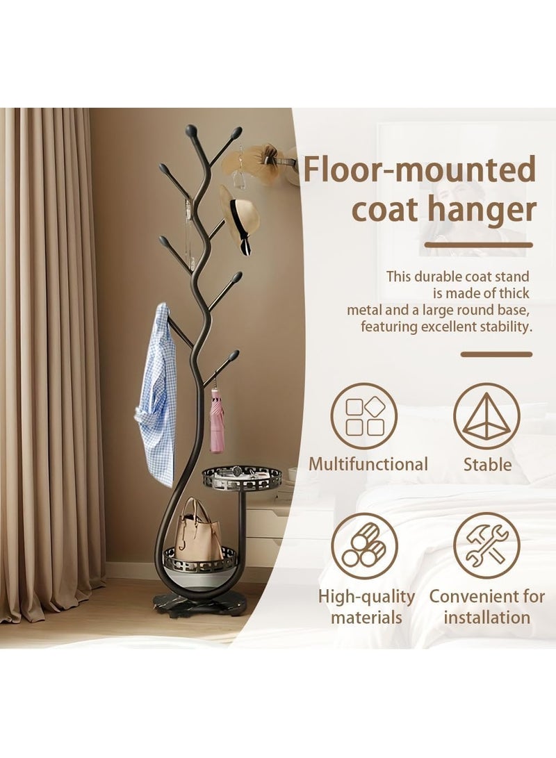 INSIJAM Metal Coat Rack Stand Small Space Coat Rack Free Standing Coat Hanger with 8 Hooks for Jackets Hats Bags Space Saving Tree Design for Hallway Bedroom Living Room and Entryway - Image 4